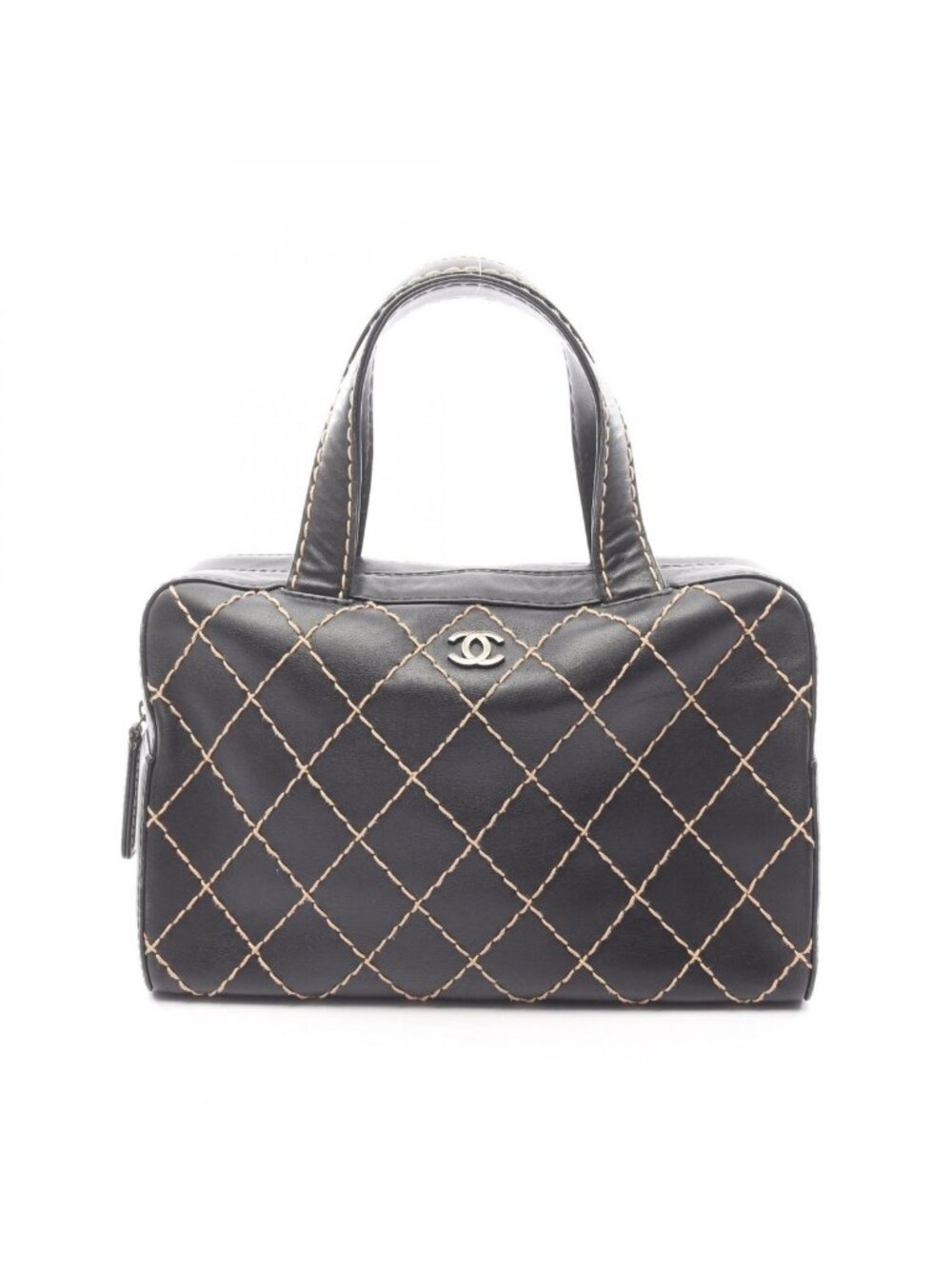 Chanel Handbag Wild Stitch Black Leather